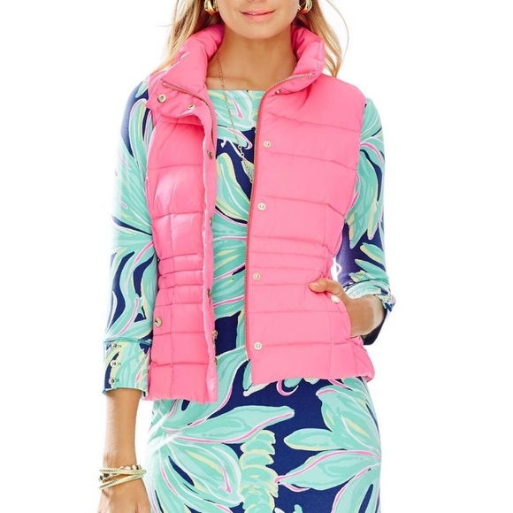 Lilly Pulitzer Isabelle Pink Puffer Vest Size XXS - Picture 1 of 16